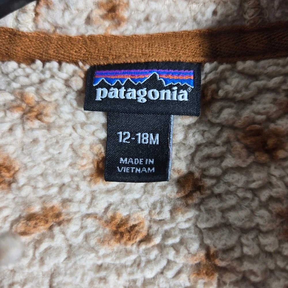 Patagonia Baby Furry Friends Hoody 12-18M Dear Deer Tuber Tan Fleece Jacket